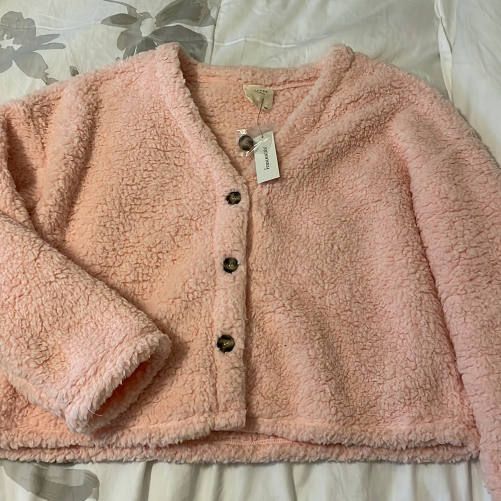 NWT Sherpa button crop top/jacket